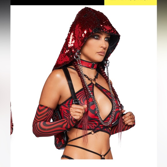 Mini sequinned backpack with detachable hood - Picture 5 of 6